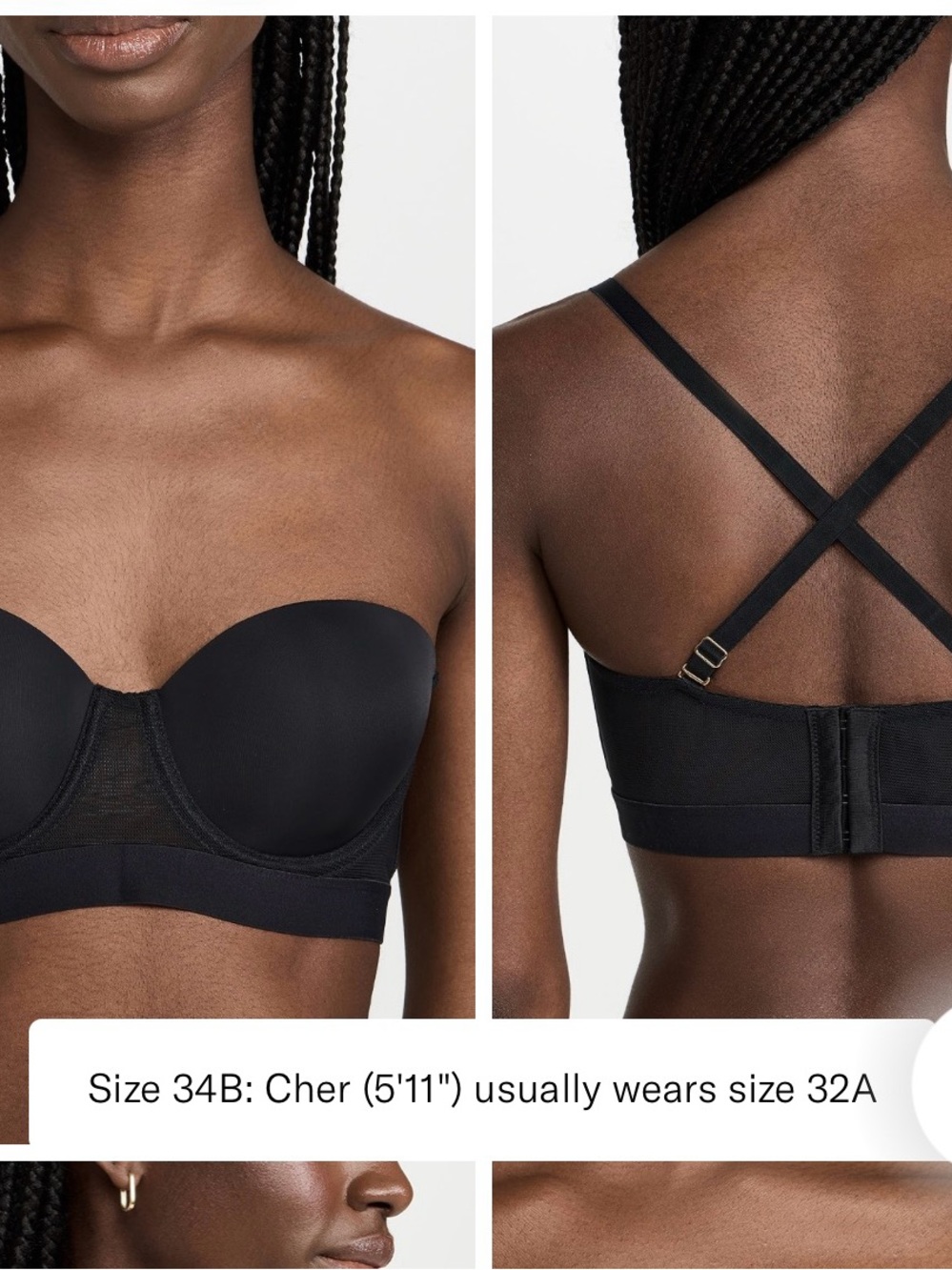 LIVELY Smooth Strapless Bra 32C Jet Black Convertible Underwire
